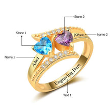 Load image into Gallery viewer, 925 Sterling Silver Heart Birthstone Ring- Personalized Ring For Women