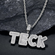Load image into Gallery viewer, Baguette Letters Custom Name Necklace For Men With Silver Color