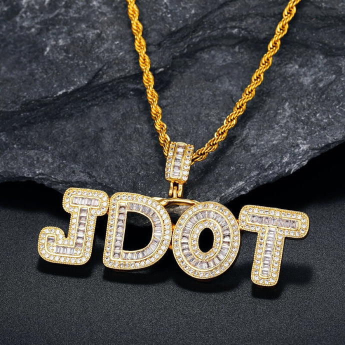Baguette Letters Custom Name Necklace For Men gold color
