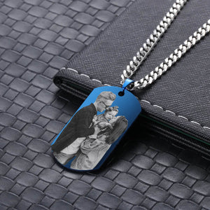 Blue Color Stainless Steel Personalized Calendar Necklace