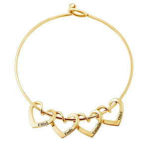 Bracelet With Custom Heart Shape Kid's Name Pendants With Gold Color