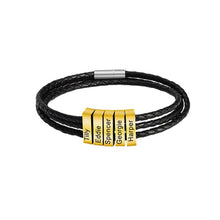 Load image into Gallery viewer, Braided Leather Bracelet With Name On It With Gold Color
