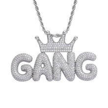 Load image into Gallery viewer, Bubble Letter Chain With Crown Name Necklace For Men silver color