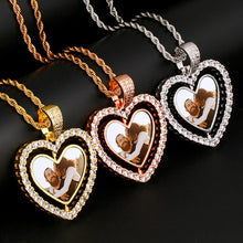 Load image into Gallery viewer, Custom Made Photo Heart Rotating Double-sided picture Pendant Necklace