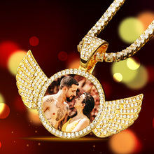 Load image into Gallery viewer, 18K Gold Plated Custom Angel Wings Picture Pendant Necklace
