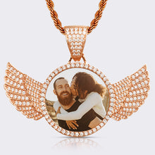 Load image into Gallery viewer, Custom Picture Pendant Necklace With Angels Wings