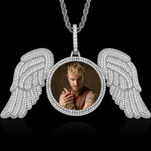 Load image into Gallery viewer, Custom Made Picture Pendant Medallions Necklace With Angel Wing