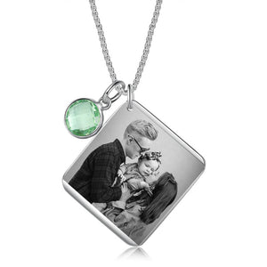 Calendar Date With Photo Engraved Memory Pendant Necklace