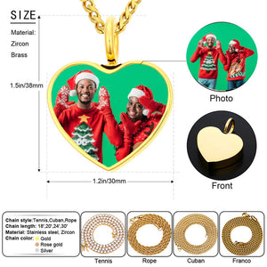 Christmas Gifts For Couples - Heart Necklace With Picture