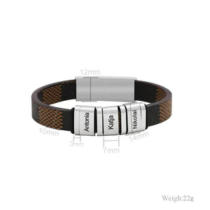 Christmas Gifts For Dad - Leather Bracelet With Names