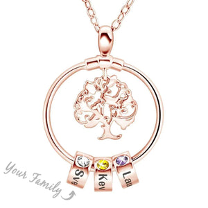Christmas Gifts For Grandma - Family Tree Name Necklace With Birthstone