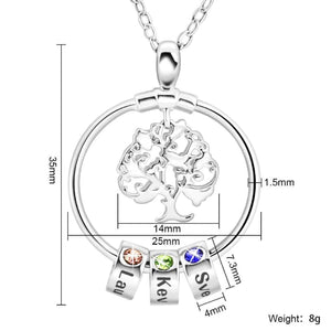 Christmas Gifts For Grandma - Family Tree Name Necklace With Birthstone