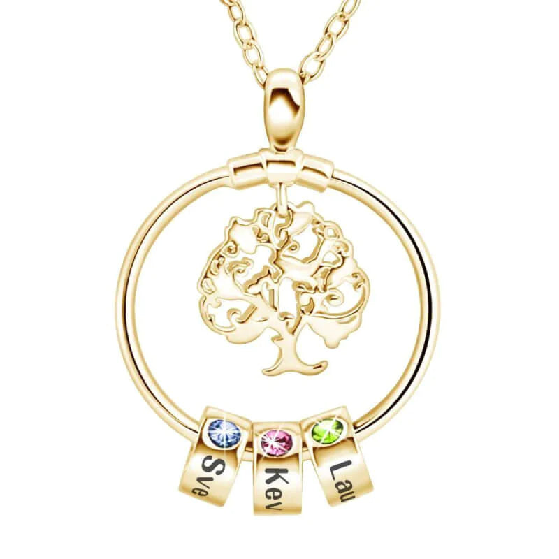 Christmas Gifts For Grandma Family Tree Name Necklace With Birthstone - Main Image