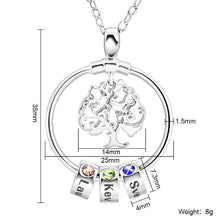 Load image into Gallery viewer, Close-up of engraved name bead with birthstone crystal detail