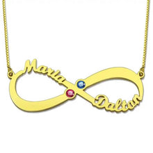 Load image into Gallery viewer, Couple&#39;s 2 Names &amp; Birthstones Infinity Love Necklace