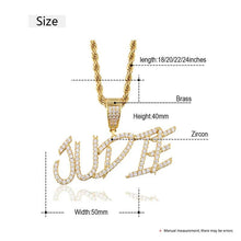 Load image into Gallery viewer, Iced Out Cursive Initial Letter Chain Necklace For Men