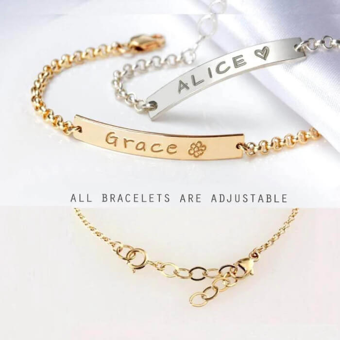 Custom Name Bracelets Customize Name Necklace Personalized Two Toned Name  Bangle Double Plate Name Letter Chain for Women Gifts