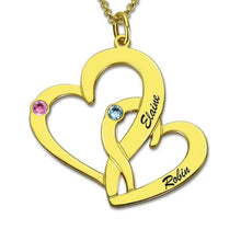 Load image into Gallery viewer, Custom Engraved Heart Necklace With Birthstones For Couples