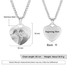 Load image into Gallery viewer, Custom Engraved Heart Necklace With Picture Inside for Women