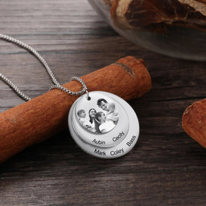 Custom Family Photo Necklace With Name Engraving