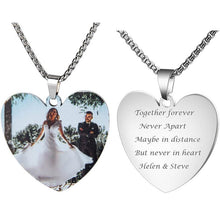 Load image into Gallery viewer, Custom Heart Necklace With Picture Engraved