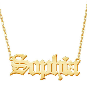 18k Gold Plated Personalized Name Necklace - Old English Style