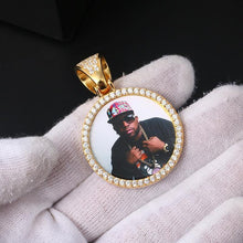 Load image into Gallery viewer, Iced out picture pendant held in hand to show its real size
