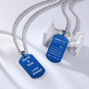 Custom Text With Date Calendar Pendant Necklace