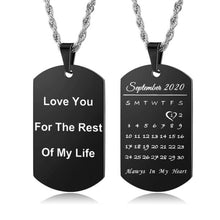 Load image into Gallery viewer, Custom Text With Date Calendar Pendant Necklace
