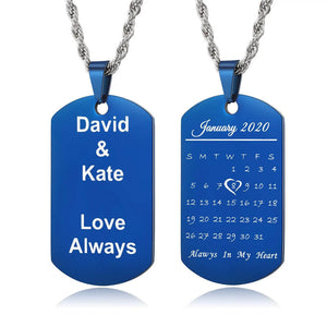 Custom Text With Personalized Calendar Pendant Necklace