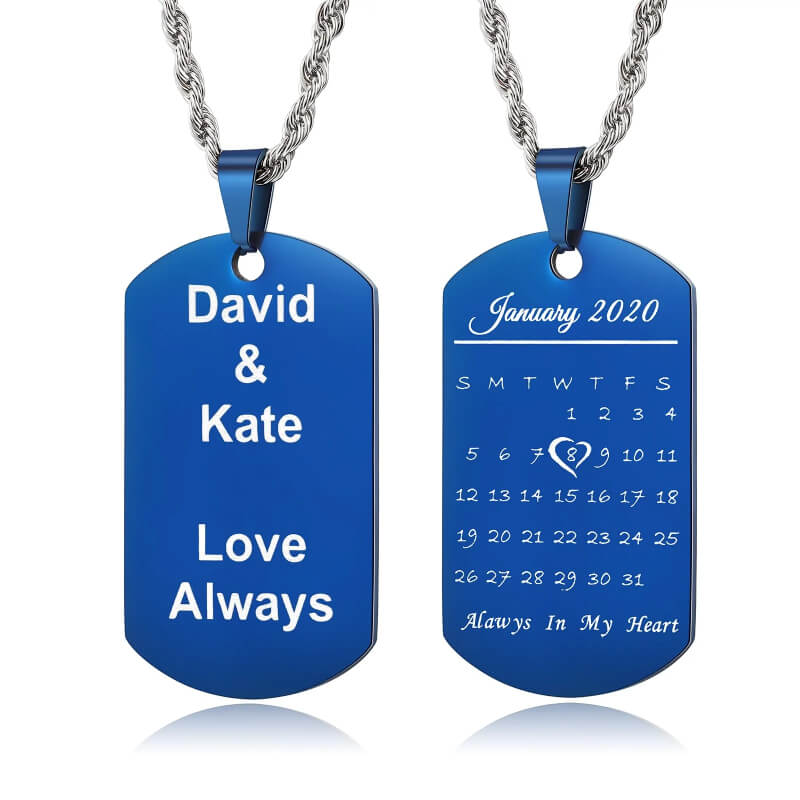Custom Text With Personalized Calendar Pendant Necklace