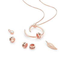 Load image into Gallery viewer, Custom birthstone name necklace showing sliding engraved beads detail