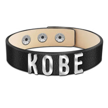 Load image into Gallery viewer, Custom leather bracelet For men With Name Silver Color