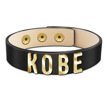 Load image into Gallery viewer, Custom leather bracelet For men With Name With Gold Color