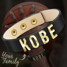 Load image into Gallery viewer, Custom leather bracelet For men With Name Gold