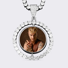 Load image into Gallery viewer, Personalized Round Photo Rotating double-sided Picture Pendant Necklace