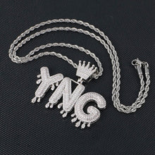 Load image into Gallery viewer, Dripping Letters Iced Out Name Pendant With Crown rope chain