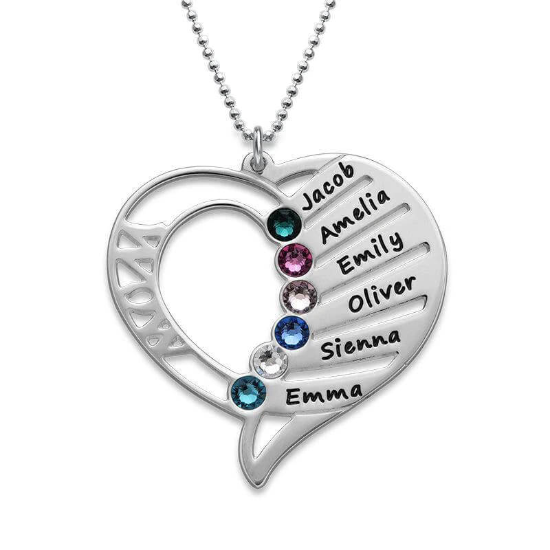 Elegant Kids Name Necklace With Birthstone For Mom
