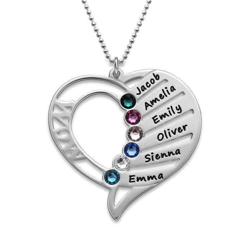 Mothers necklace with children's names clearance and birthstones