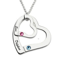 Load image into Gallery viewer, Engravable Double Heart Necklace with Birthstones