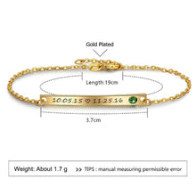 Load image into Gallery viewer, Engraved Bar Bracelet with Personalized Birthstone Gold