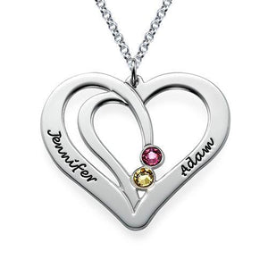 Personalized Heart Necklace With Name And Birthstone