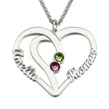 Load image into Gallery viewer, Engraved Couples Name Necklace With Birthstones