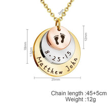 Load image into Gallery viewer, Engraved Newborn Footprints Necklace With Name And Date