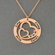 Load image into Gallery viewer, Family Name Necklace With Birthstone Heart Engraved