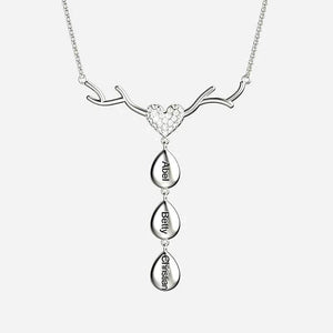Fashionable Engraved Drop Shaped Family Necklace For Mothers