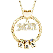 Load image into Gallery viewer, Gold plated mothers necklace with 4 children's names and birthstones