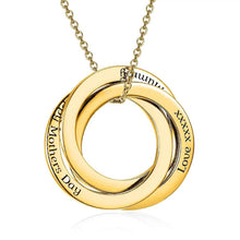 Load image into Gallery viewer, Gold plated personalized Russian circle necklace engraved with a mother's name