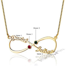 Load image into Gallery viewer, Gorgeous Love Infinity Birthstone Necklace With 2 Names