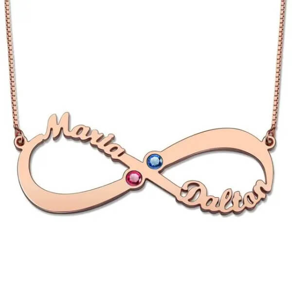 Gorgeous Love Infinity Birthstone Necklace With 2 Names